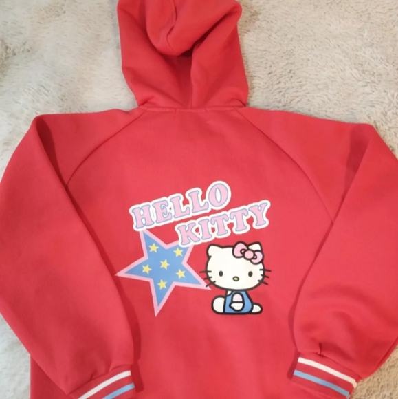 Hello Kitty Red Zipper Hoodie, Size 120cm - Picture 2 of 4